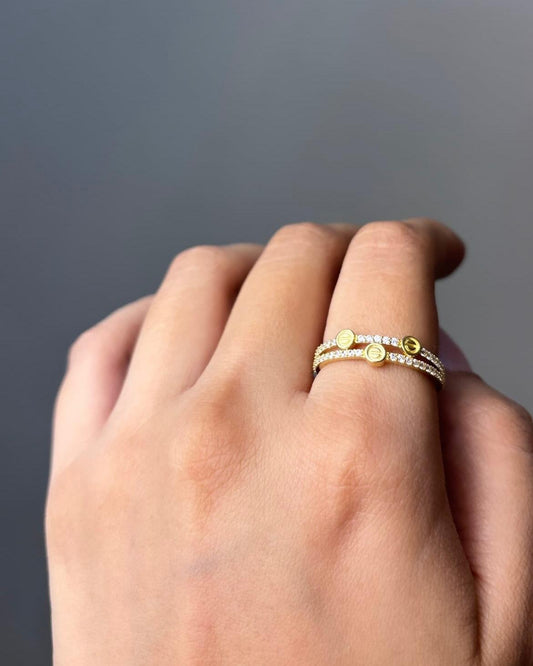 Anillo Doble Zirconias